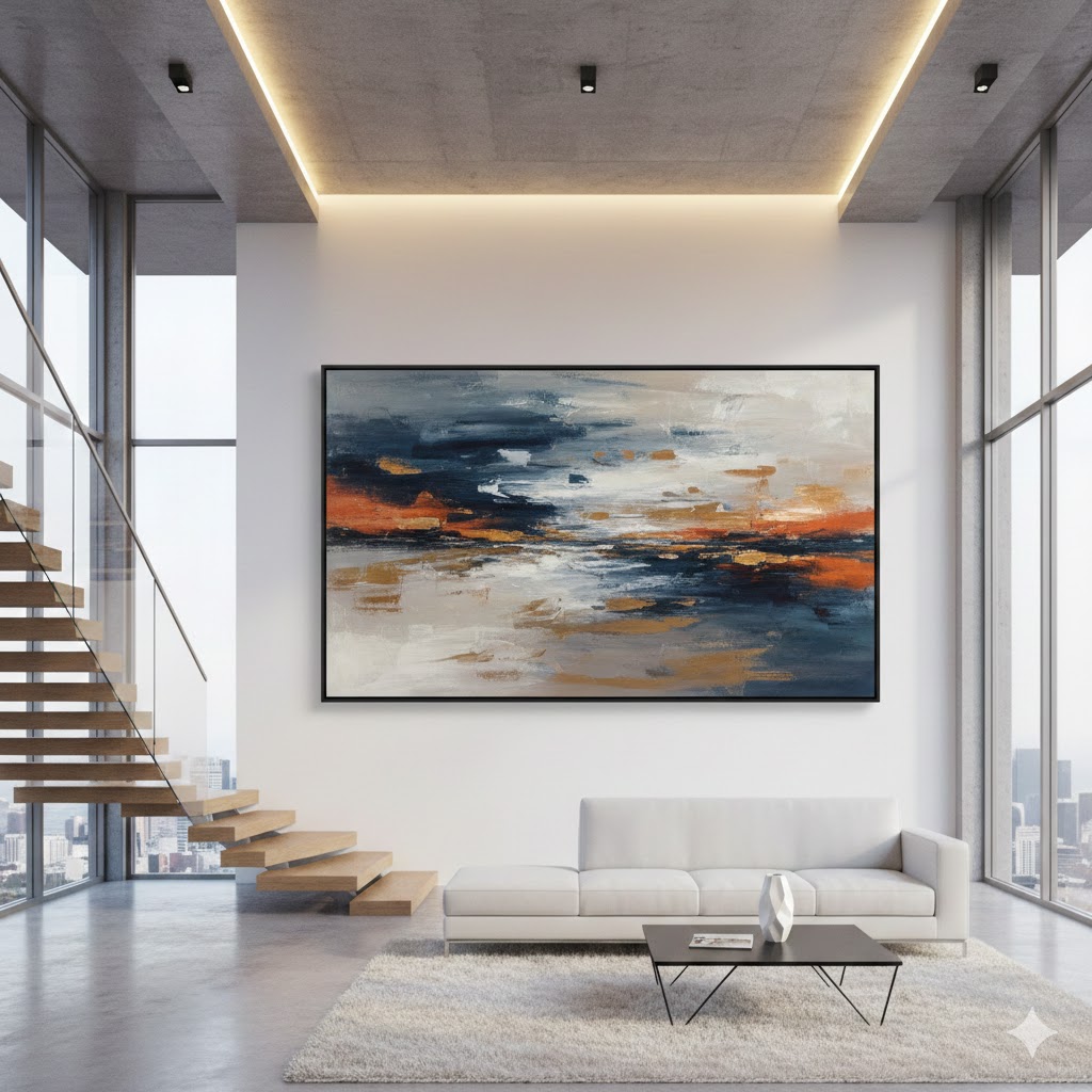 Modern interior with abstract artwork