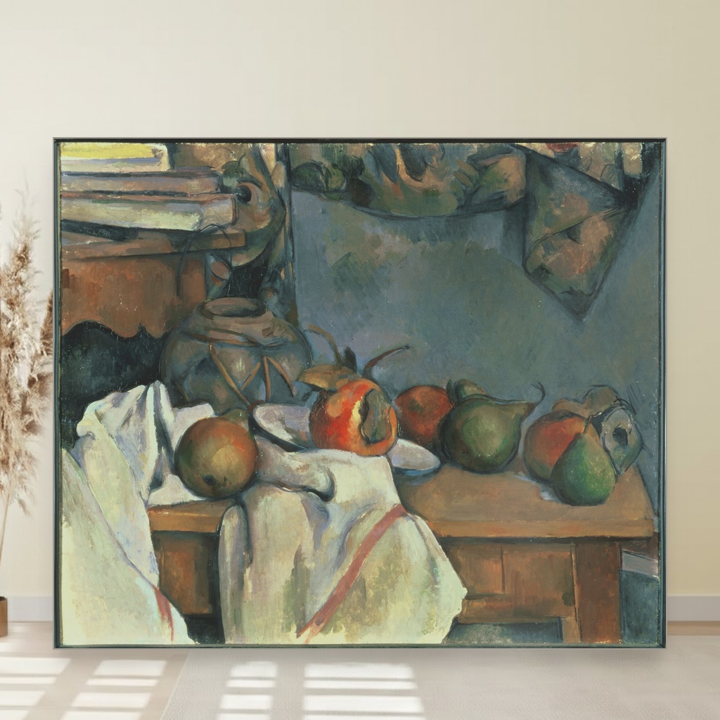 Šolja đumbira sa šipkom i kruškama, Paul Cézanne, Ginger Pot with Pomegranate and Pears, slika na platnu 1 Šolja đumbira sa šipkom i kruškama, Paul Cézanne, Ginger Pot with Pomegranate and Pears, slika na platnu