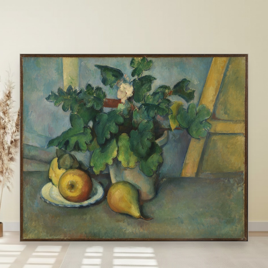 Saksija sa cvećem i voćem, Paul Cézanne, Pot of Flowers and Fruit, slika na platnu 1 Saksija sa cvećem i voćem, Paul Cézanne, Pot of Flowers and Fruit, slika na platnu