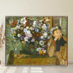 Edgar Degas — reprodukcije slika na platnu 8 Žena pored vaze sa cvećem, Edgar Degas, A Woman Seated beside a Vase of Flowers, slika na platnu