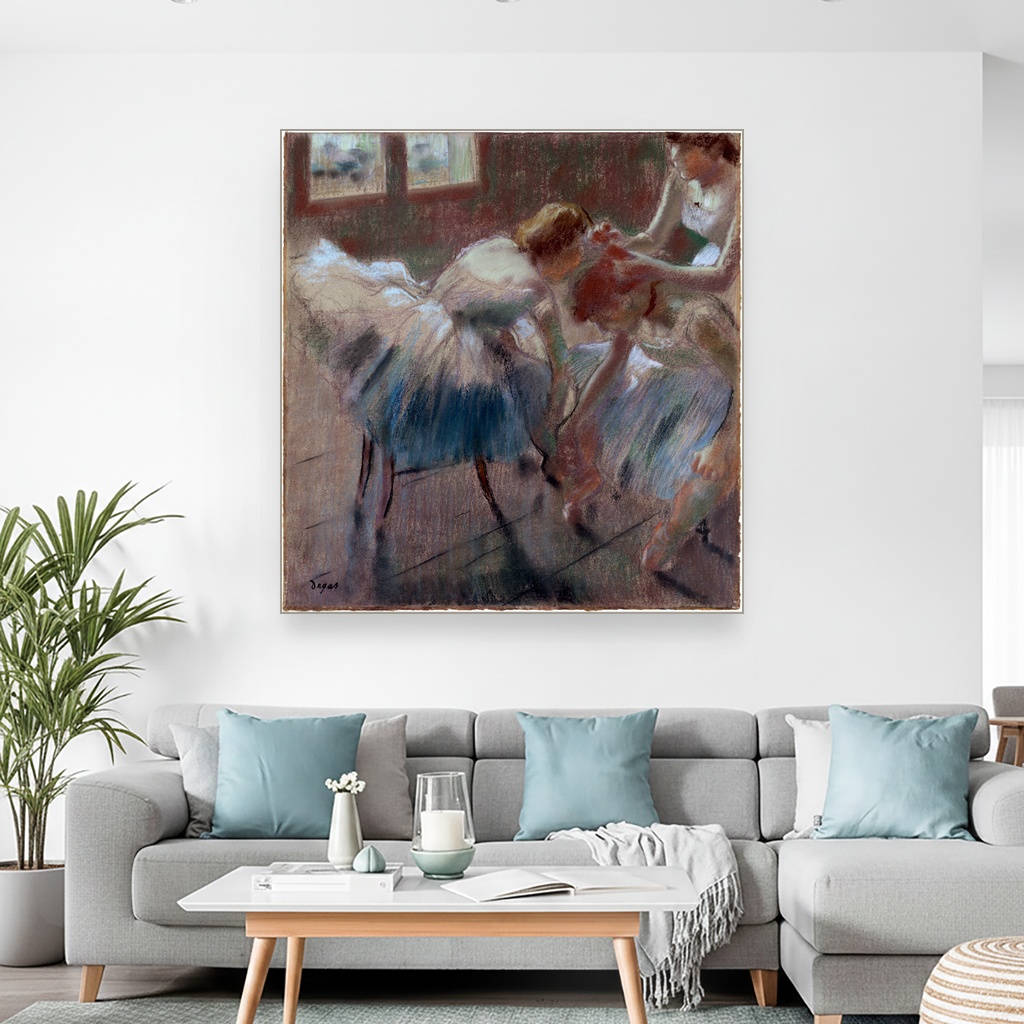 Tri plesačice koje se pripremaju za čas, Edgar Degas, Three Dancers Preparing for Class, slika na platnu 2 Tri plesačice koje se pripremaju za čas, Edgar Degas, Three Dancers Preparing for Class, slika na platnu - Slika 2
