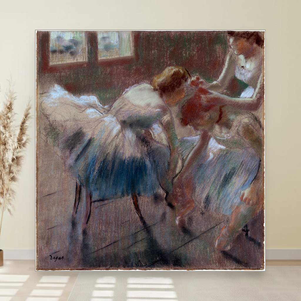 Tri plesačice koje se pripremaju za čas, Edgar Degas, Three Dancers Preparing for Class, slika na platnu 1 Tri plesačice koje se pripremaju za čas, Edgar Degas, Three Dancers Preparing for Class, slika na platnu
