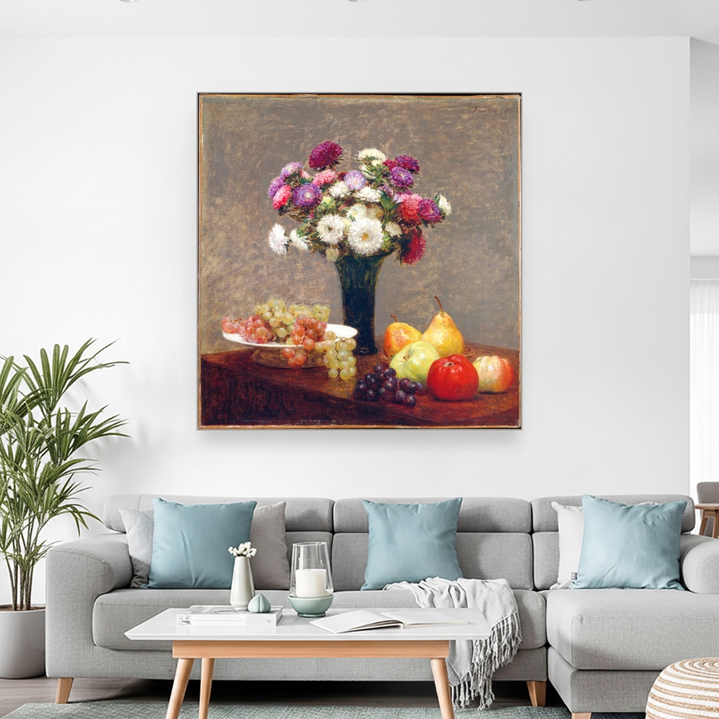 Asteri i voće na stolu, Henri Fantin-Latour, Asters and Fruit on a Table, slika na platnu 2 Asteri i voće na stolu, Henri Fantin-Latour, Asters and Fruit on a Table, slika na platnu - Slika 2