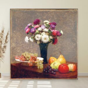 6 inspirativnih slika cveća za vaš dom 8 Asteri i voće na stolu, Henri Fantin-Latour, Asters and Fruit on a Table, slika na platnu