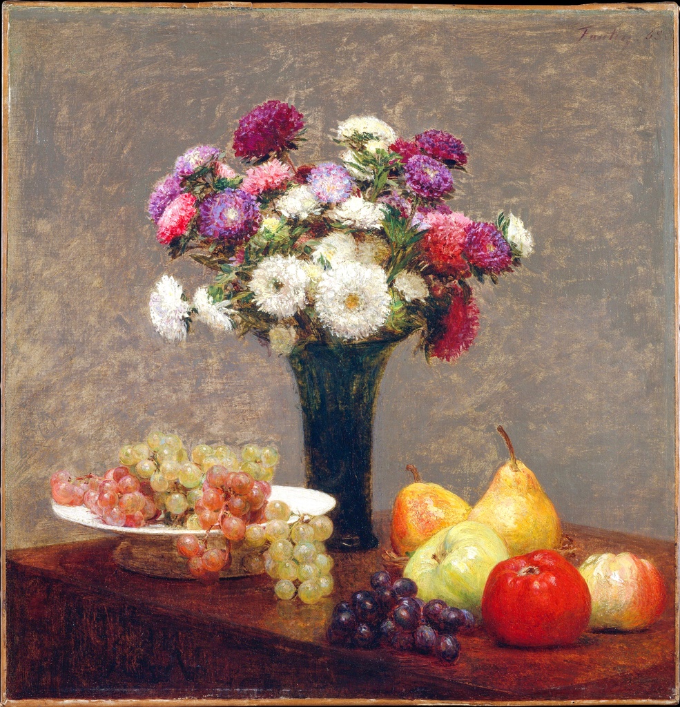 Asteri i voće na stolu, Henri Fantin-Latour, Asters and Fruit on a Table, slika na platnu 8 Asteri i voće na stolu, Henri Fantin-Latour, Asters and Fruit on a Table, slika na platnu - Slika 8