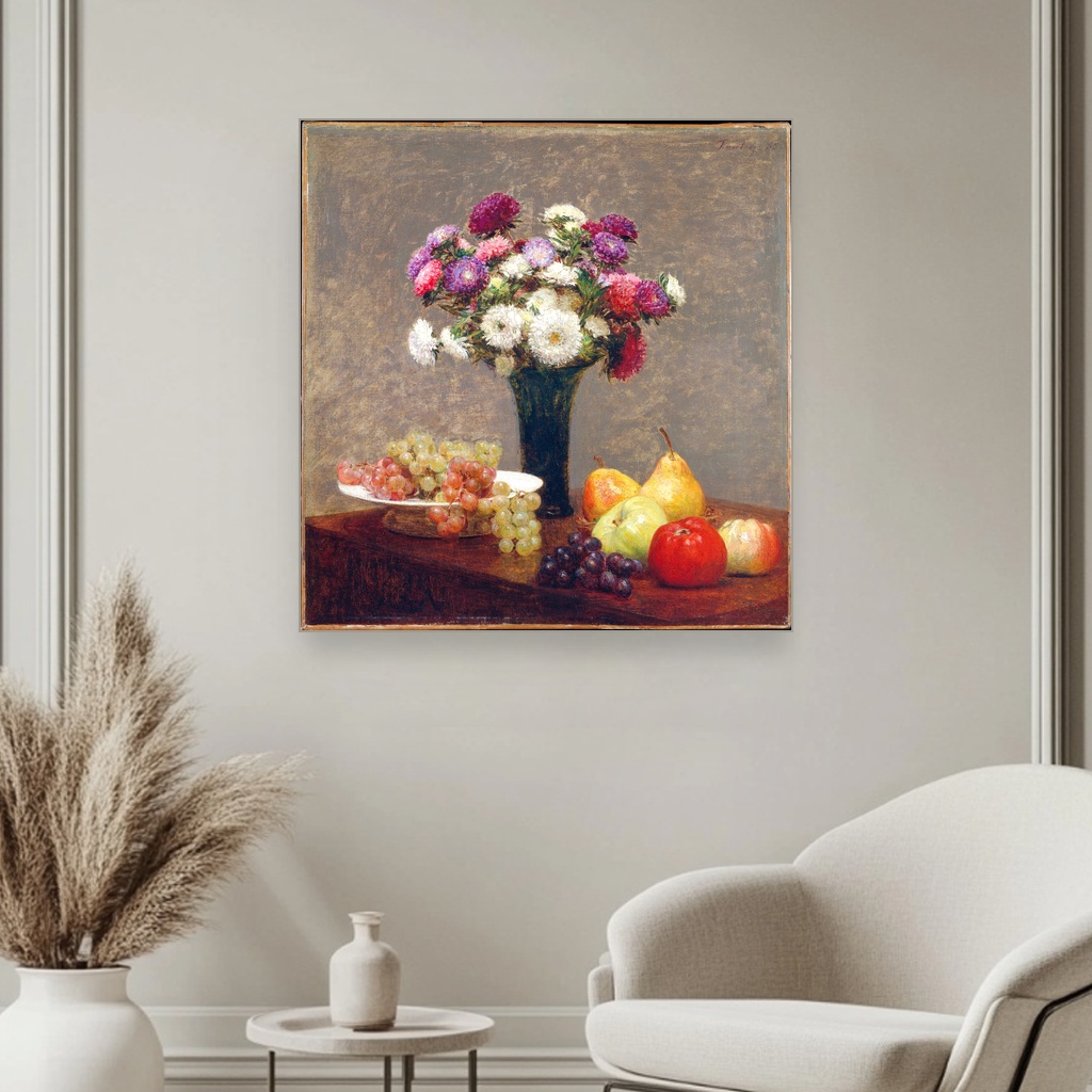 Asteri i voće na stolu, Henri Fantin-Latour, Asters and Fruit on a Table, slika na platnu 3 Asteri i voće na stolu, Henri Fantin-Latour, Asters and Fruit on a Table, slika na platnu - Slika 3