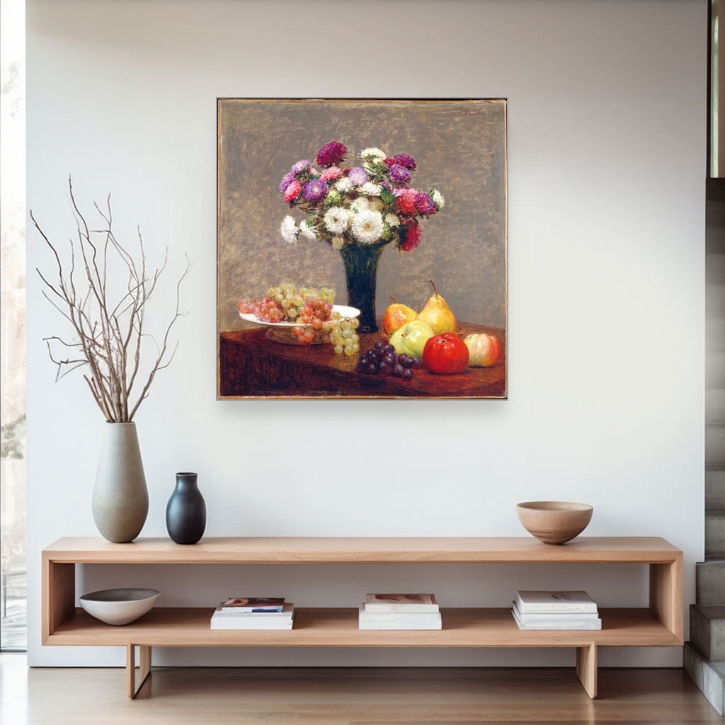 Asteri i voće na stolu, Henri Fantin-Latour, Asters and Fruit on a Table, slika na platnu 4 Asteri i voće na stolu, Henri Fantin-Latour, Asters and Fruit on a Table, slika na platnu - Slika 4