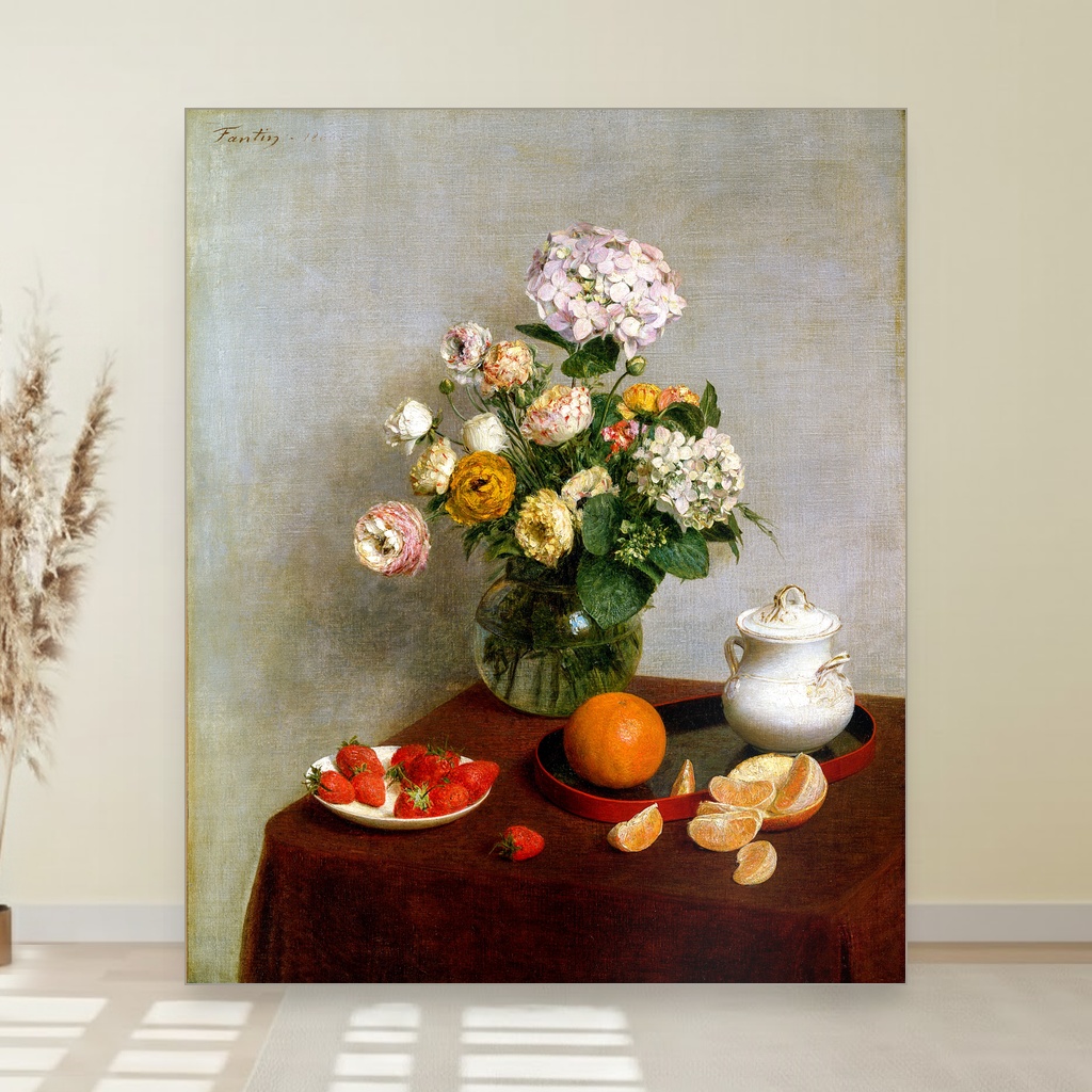 Cveće i voće, Henri Fantin-Latour, Flowers and Fruit, slika na platnu 1 Cveće i voće, Henri Fantin-Latour, Flowers and Fruit, slika na platnu