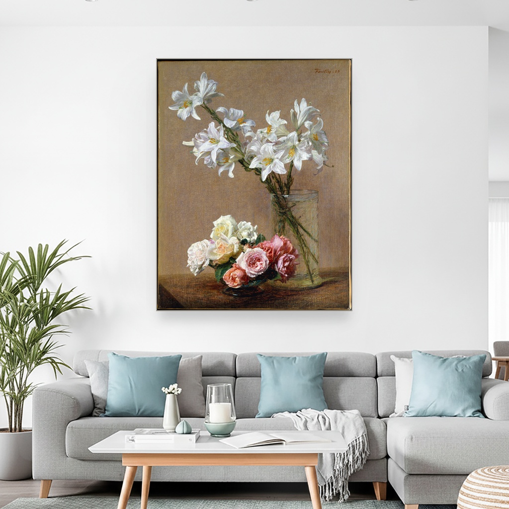 Ruže i ljiljani, Henri Fantin-Latour, Roses and Lilies, slika na platnu 2 Ruže i ljiljani, Henri Fantin-Latour, Roses and Lilies, slika na platnu - Slika 2