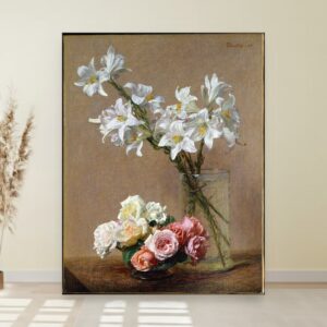 Ruze i ljiljani, Henri Fantin-Latour, Roses and Lilies, slika na platnu