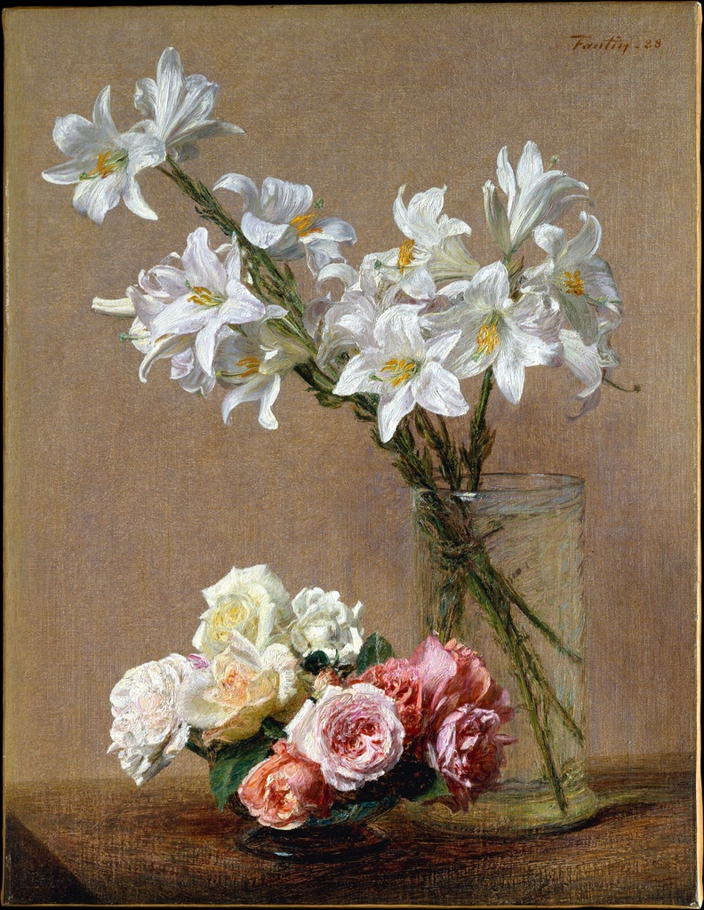 Ruže i ljiljani, Henri Fantin-Latour, Roses and Lilies, slika na platnu 8 Ruže i ljiljani, Henri Fantin-Latour, Roses and Lilies, slika na platnu - Slika 8