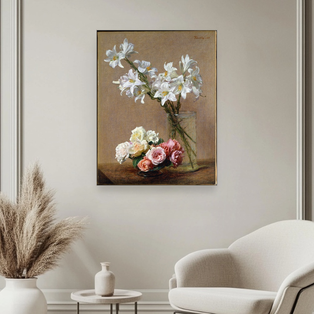 Ruže i ljiljani, Henri Fantin-Latour, Roses and Lilies, slika na platnu 3 Ruže i ljiljani, Henri Fantin-Latour, Roses and Lilies, slika na platnu - Slika 3