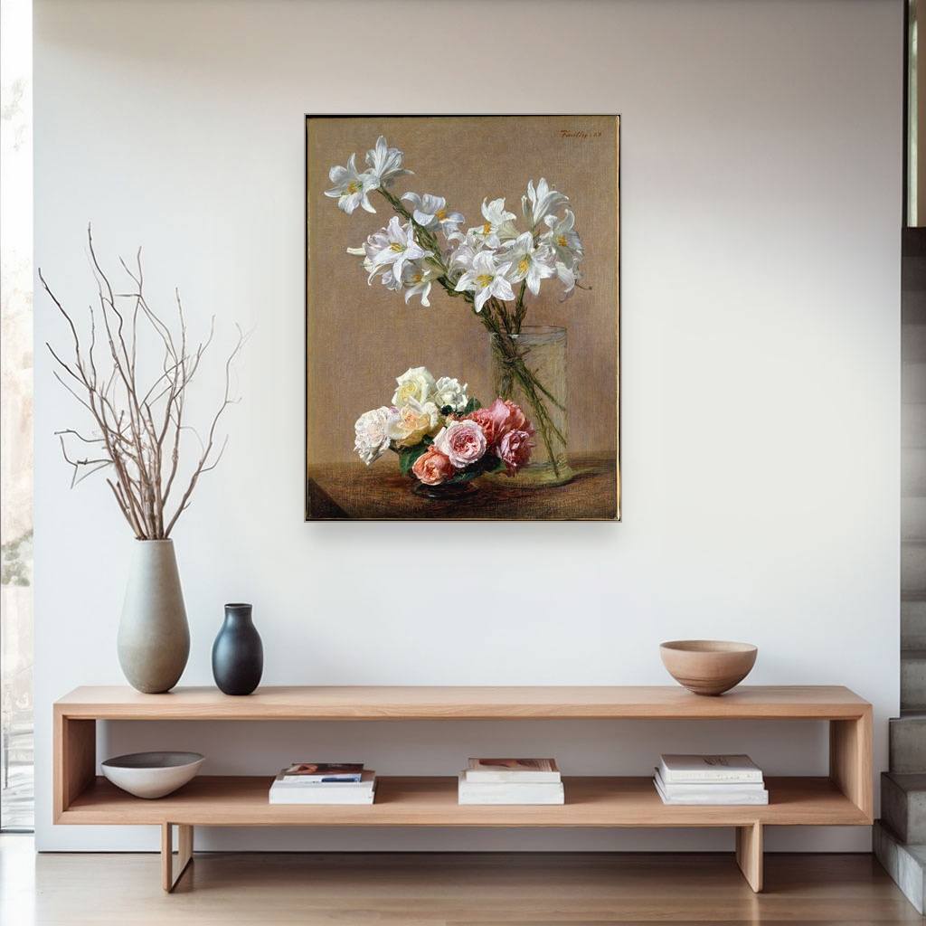 Ruže i ljiljani, Henri Fantin-Latour, Roses and Lilies, slika na platnu 4 Ruže i ljiljani, Henri Fantin-Latour, Roses and Lilies, slika na platnu - Slika 4