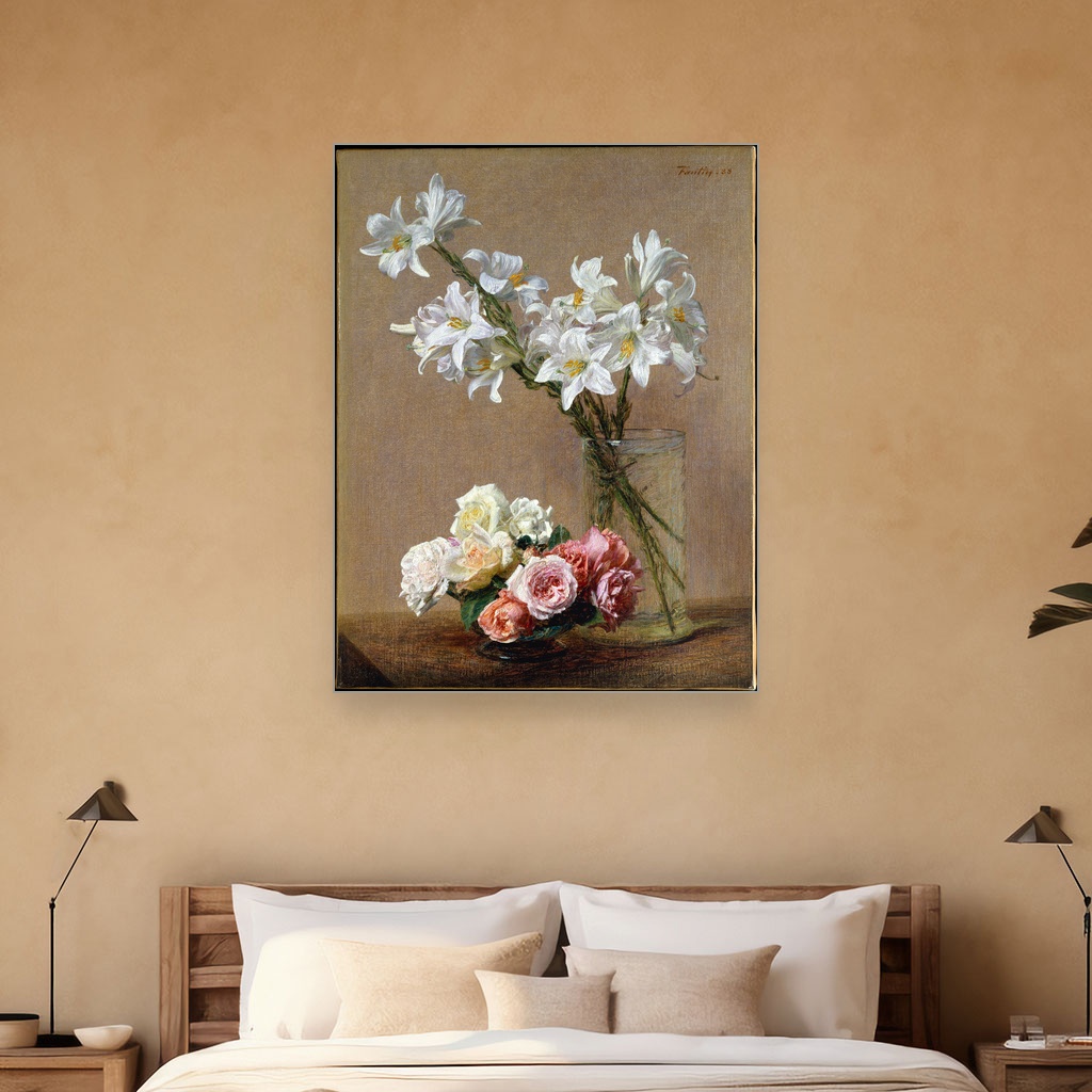 Ruže i ljiljani, Henri Fantin-Latour, Roses and Lilies, slika na platnu 5 Ruže i ljiljani, Henri Fantin-Latour, Roses and Lilies, slika na platnu - Slika 5