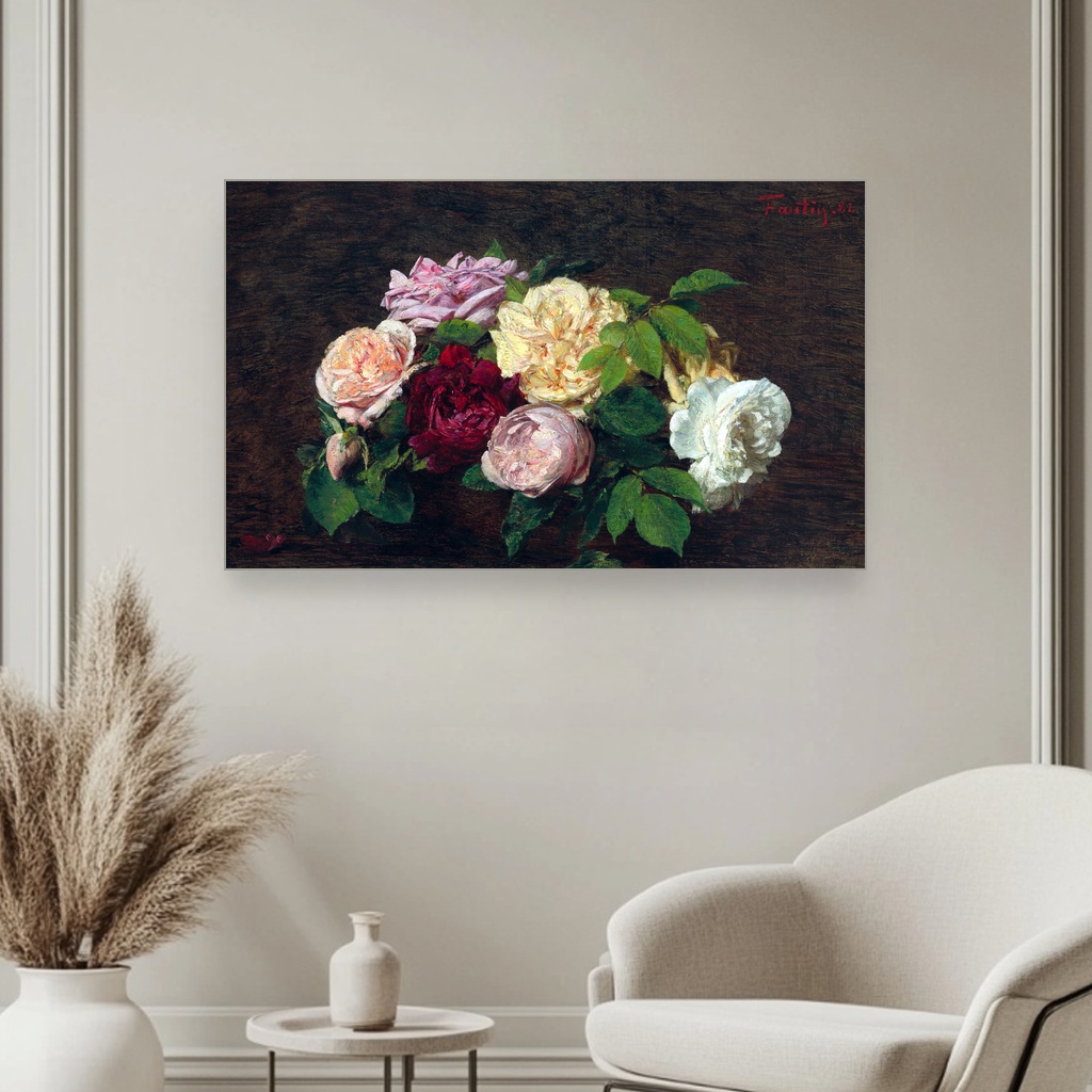 Ruže iz Nica, Henri Fantin-Latour, Roses de Nice on a Table, slika na platnu 3 Ruže iz Nica, Henri Fantin-Latour, Roses de Nice on a Table, slika na platnu - Slika 3