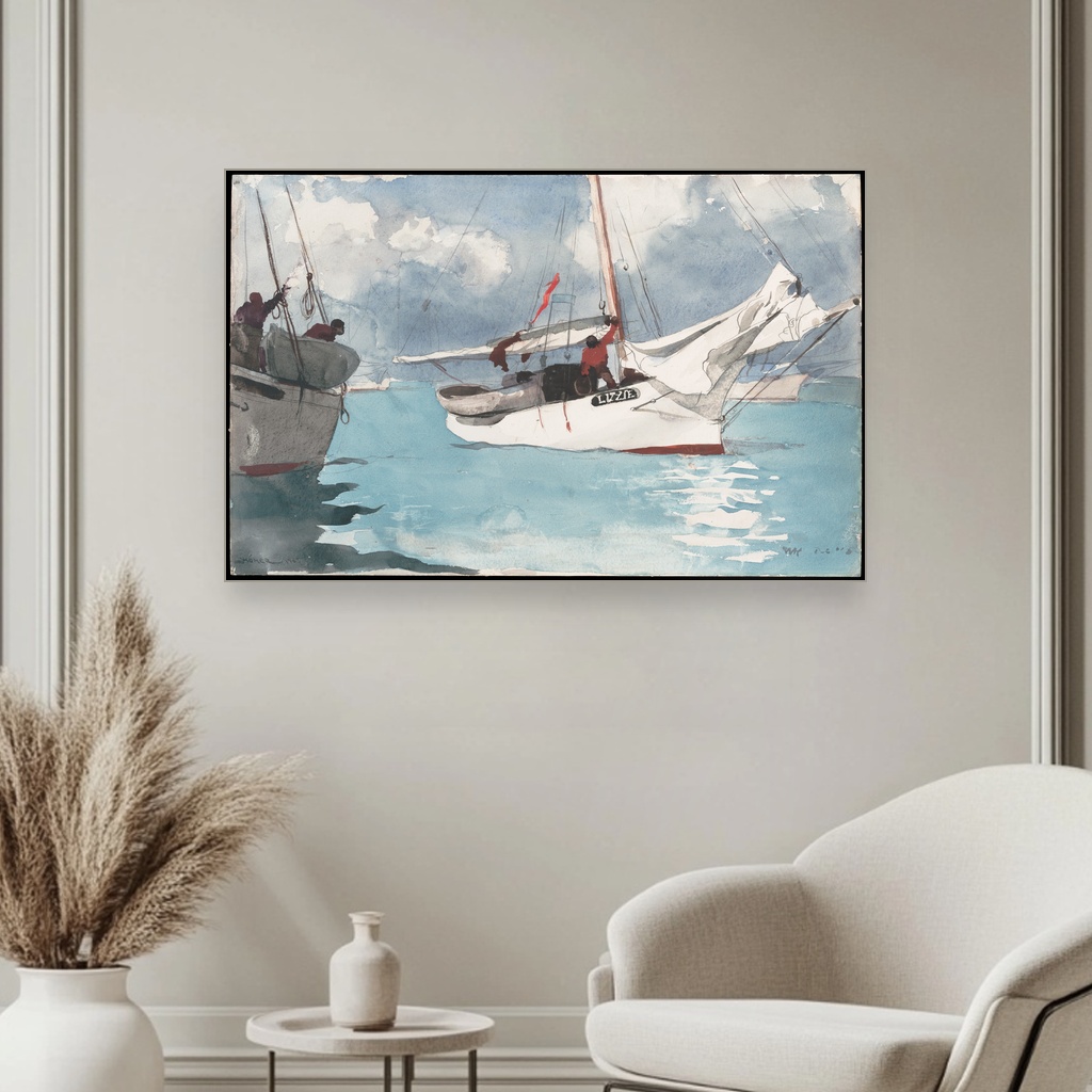 Ribarski čamci, Winslow Homer, Fishing Boats Key West, slika na platnu 3 Ribarski čamci, Winslow Homer, Fishing Boats Key West, slika na platnu - Slika 3