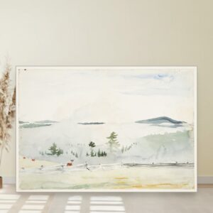 Pejzaž sa jelenima u jutarnjoj izmaglici, Winslow Homer, Landscape with Deer in Morning Haze, slika na platnu