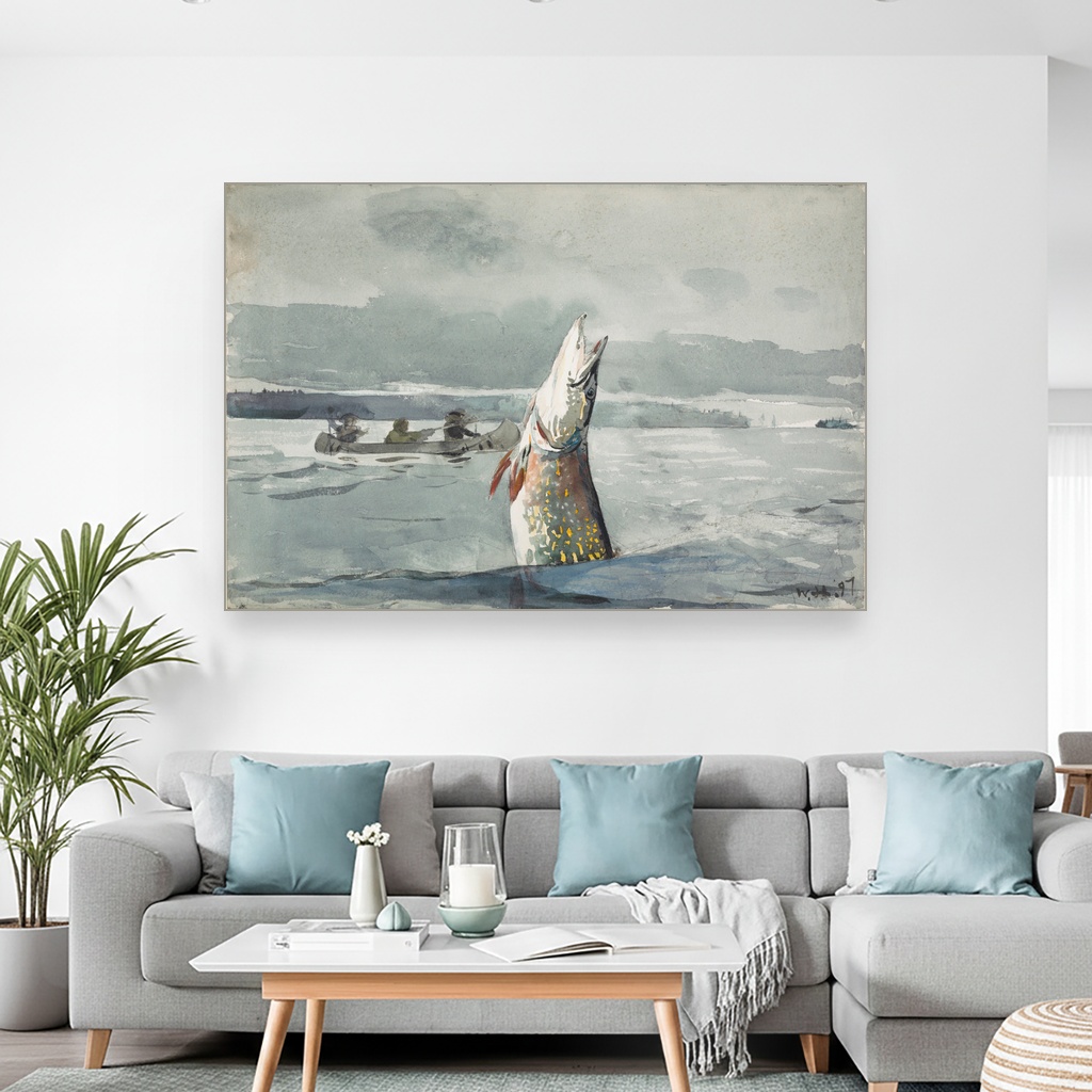 Ribolov ouananiche na jezeru Sent Džon, Winslow Homer, Pike Lake St John Ouananiche Fishing, slika na platnu 2 Ribolov ouananiche na jezeru Sent Džon, Winslow Homer, Pike Lake St John Ouananiche Fishing, slika na platnu - Slika 2