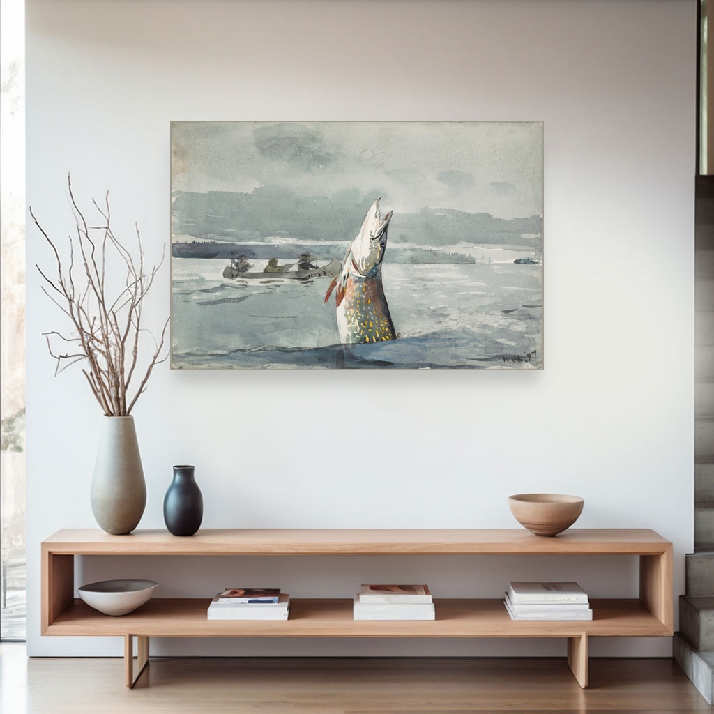 Ribolov ouananiche na jezeru Sent Džon, Winslow Homer, Pike Lake St John Ouananiche Fishing, slika na platnu 4 Ribolov ouananiche na jezeru Sent Džon, Winslow Homer, Pike Lake St John Ouananiche Fishing, slika na platnu - Slika 4