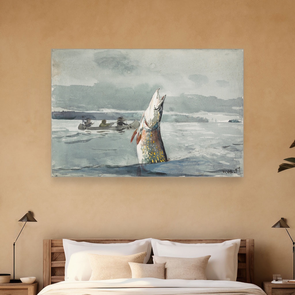 Ribolov ouananiche na jezeru Sent Džon, Winslow Homer, Pike Lake St John Ouananiche Fishing, slika na platnu 5 Ribolov ouananiche na jezeru Sent Džon, Winslow Homer, Pike Lake St John Ouananiche Fishing, slika na platnu - Slika 5