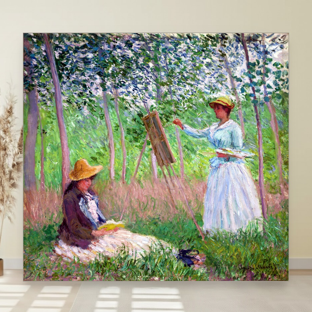 U šumi u Giverniju, Blanche Hoschedé kod svog stafela sa Suzanne Hoschedé koja čita, Blanche Hoschedé, In the Woods at Giverny, Blanche Hoschedé at Her Easel with Suzanne Hoschedé Reading, slika na platnu 1 U šumi u Giverniju, Blanche Hoschedé kod svog stafela sa Suzanne Hoschedé koja čita, Blanche Hoschedé, In the Woods at Giverny, Blanche Hoschedé at Her Easel with Suzanne Hoschedé Reading, slika na platnu