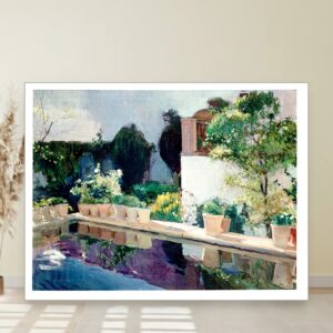 Dvorac pored bara, Joaquín Sorolla y Bastida, Palace of Pond Royal Gardens in Seville, slika na platnu