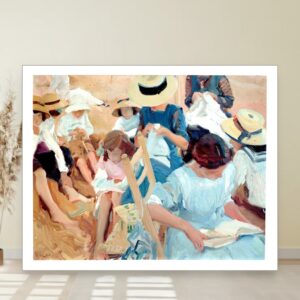 Na pesku Zarauz plaža, Joaquín Sorolla, On the sand Zarauz beach, slika na platnu