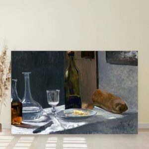 Mrtva priroda sa bocom, karafom, hlebom i vinom, Paul Cézanne, Still Life with Bottle Carafe Bread and Wine, slika na platnu