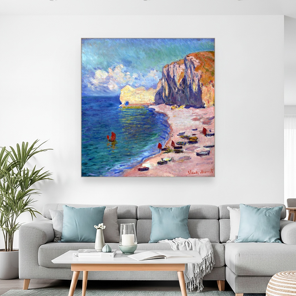 Plaža i litica Falaise d'Amont, Claude Monet, The Beach and the Falaise d'Amont, slika na platnu 2 Plaža i litica Falaise d'Amont, Claude Monet, The Beach and the Falaise d'Amont, slika na platnu - Slika 2