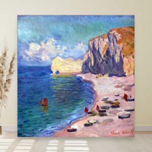 Plaža i litica Falaise d'Amont, Claude Monet, The Beach and the Falaise d'Amont, slika na platnu