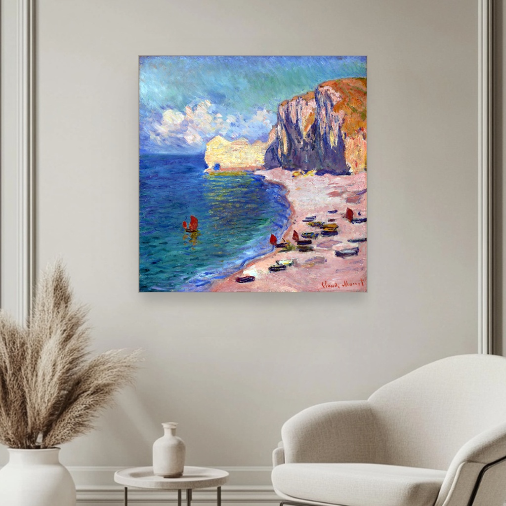 Plaža i litica Falaise d'Amont, Claude Monet, The Beach and the Falaise d'Amont, slika na platnu 3 Plaža i litica Falaise d'Amont, Claude Monet, The Beach and the Falaise d'Amont, slika na platnu - Slika 3