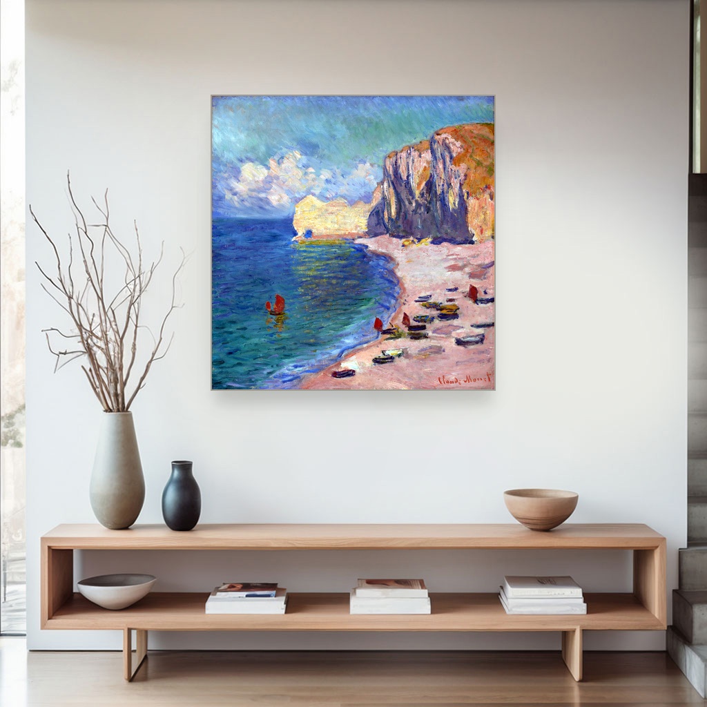 Plaža i litica Falaise d'Amont, Claude Monet, The Beach and the Falaise d'Amont, slika na platnu 4 Plaža i litica Falaise d'Amont, Claude Monet, The Beach and the Falaise d'Amont, slika na platnu - Slika 4