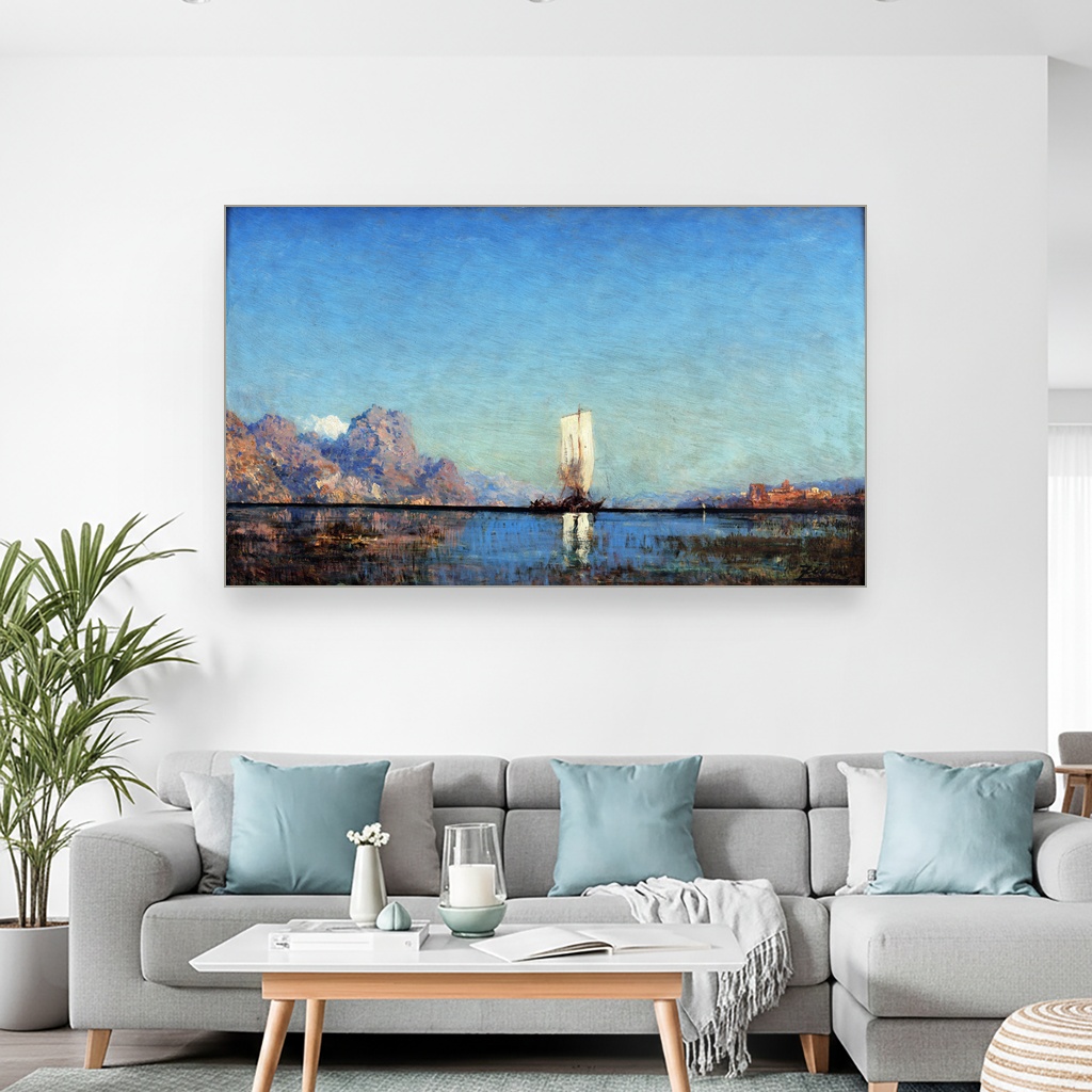 Brod na jezeru, Félix Ziem, Barco ao lago, slika na platnu 2 Brod na jezeru, Félix Ziem, Barco ao lago, slika na platnu - Slika 2