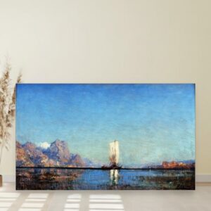 Brod na jezeru, Félix Ziem, Barco ao lago, slika na platnu