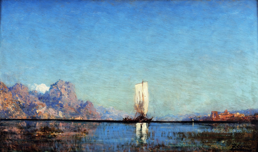 Brod na jezeru, Félix Ziem, Barco ao lago, slika na platnu 8 Brod na jezeru, Félix Ziem, Barco ao lago, slika na platnu - Slika 8