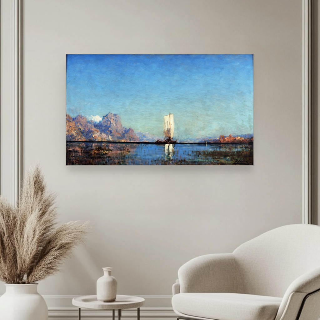 Brod na jezeru, Félix Ziem, Barco ao lago, slika na platnu 3 Brod na jezeru, Félix Ziem, Barco ao lago, slika na platnu - Slika 3