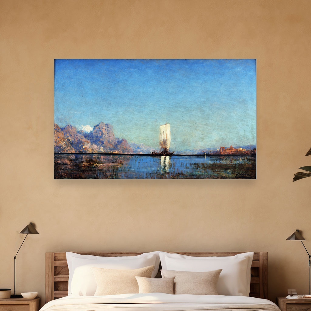 Brod na jezeru, Félix Ziem, Barco ao lago, slika na platnu 5 Brod na jezeru, Félix Ziem, Barco ao lago, slika na platnu - Slika 5