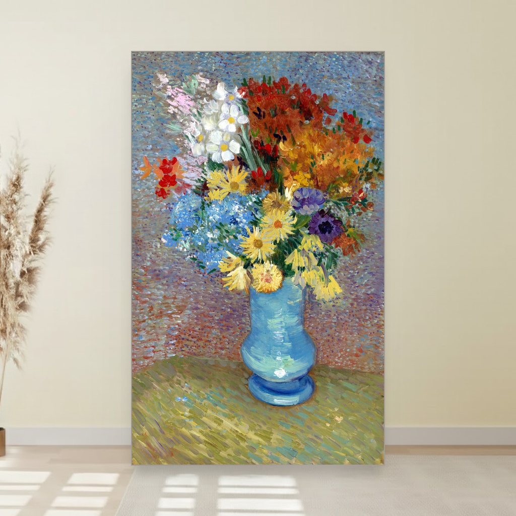 Cveće u plavoj vazi, Vincent van Gogh, Flowers in a blue vase, slika na platnu 1 Cveće u plavoj vazi, Vincent van Gogh, Flowers in a blue vase, slika na platnu