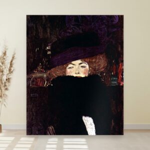 Dama sa šeširom i perjem, Gustav Klimt, Dame mit Hut und Federboa, slika na platnu