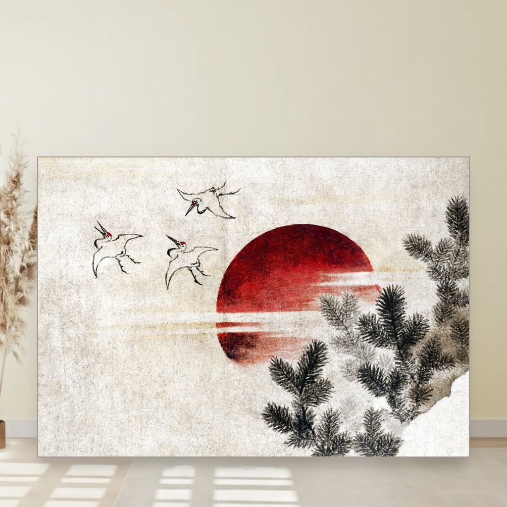 5 slika Katsushike Hokusai za podizanje atmosfere 1 Ptice i zalazak sunca slika na platnu Nova Art Studio