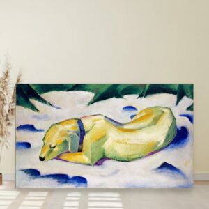 Pas koji leži na snegu, Franz Marc, Dog Lying in the Snow, slika na platnu
