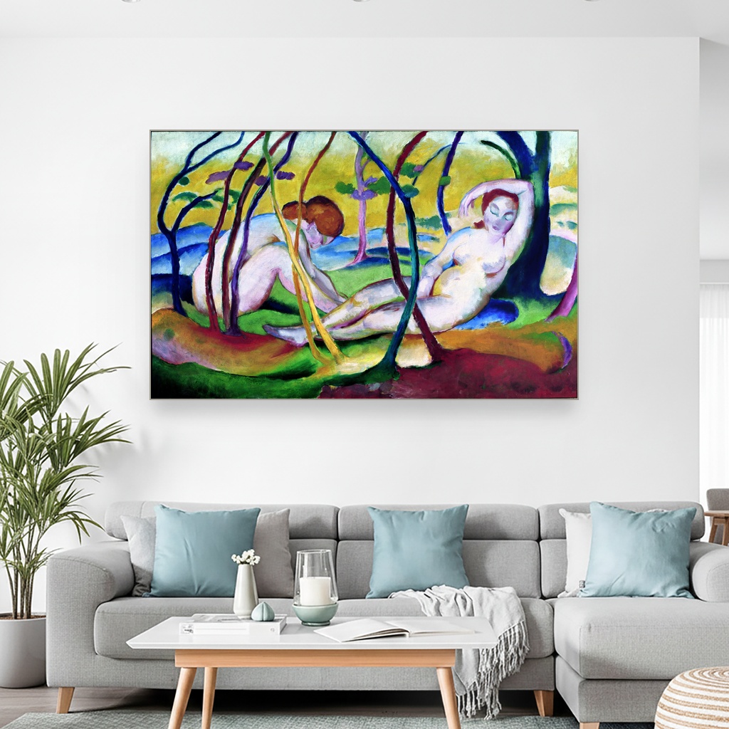 Goli pod drvećem, Franz Marc, Nudes under Trees, slika na platnu 2 Goli pod drvećem, Franz Marc, Nudes under Trees, slika na platnu - Slika 2