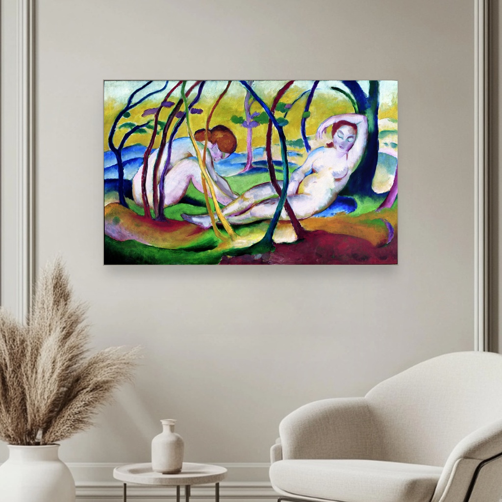 Goli pod drvećem, Franz Marc, Nudes under Trees, slika na platnu 3 Goli pod drvećem, Franz Marc, Nudes under Trees, slika na platnu - Slika 3