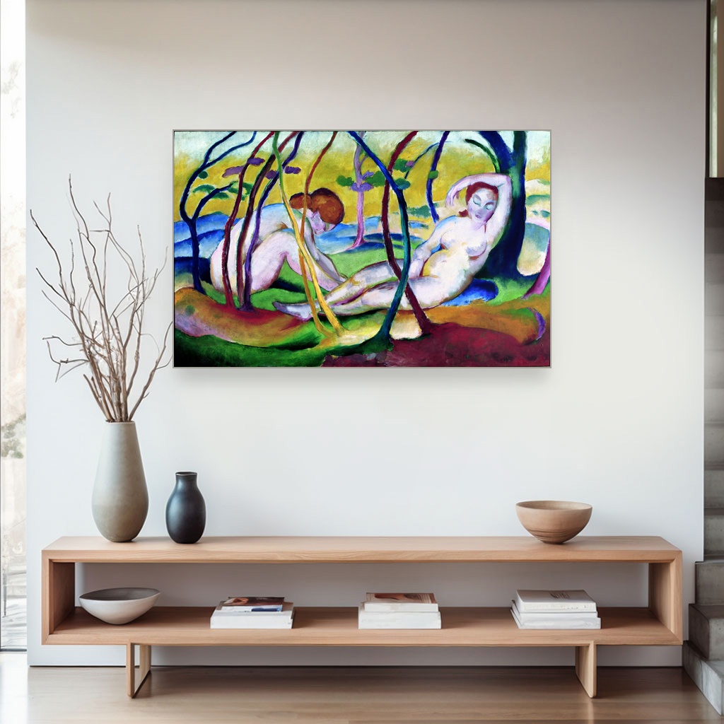 Goli pod drvećem, Franz Marc, Nudes under Trees, slika na platnu 4 Goli pod drvećem, Franz Marc, Nudes under Trees, slika na platnu - Slika 4