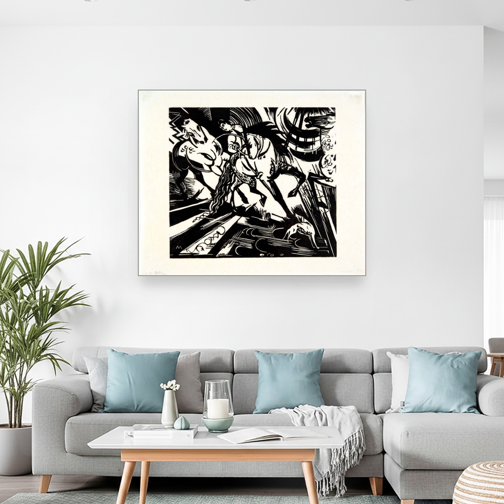 Jahačka škola, Franz Marc, Riding School after Ridinger, slika na platnu 2 Jahačka škola, Franz Marc, Riding School after Ridinger, slika na platnu - Slika 2