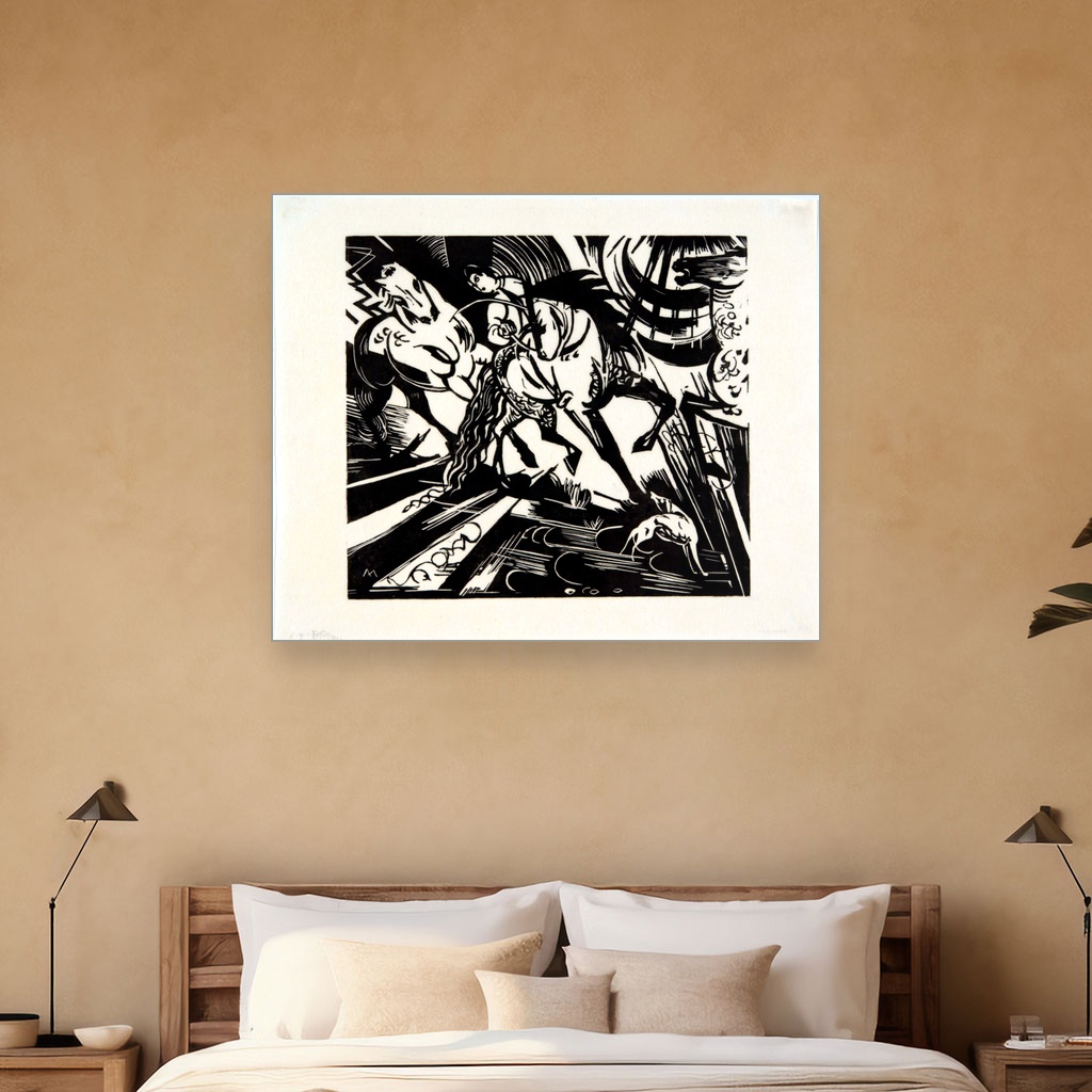 Jahačka škola, Franz Marc, Riding School after Ridinger, slika na platnu 5 Jahačka škola, Franz Marc, Riding School after Ridinger, slika na platnu - Slika 5