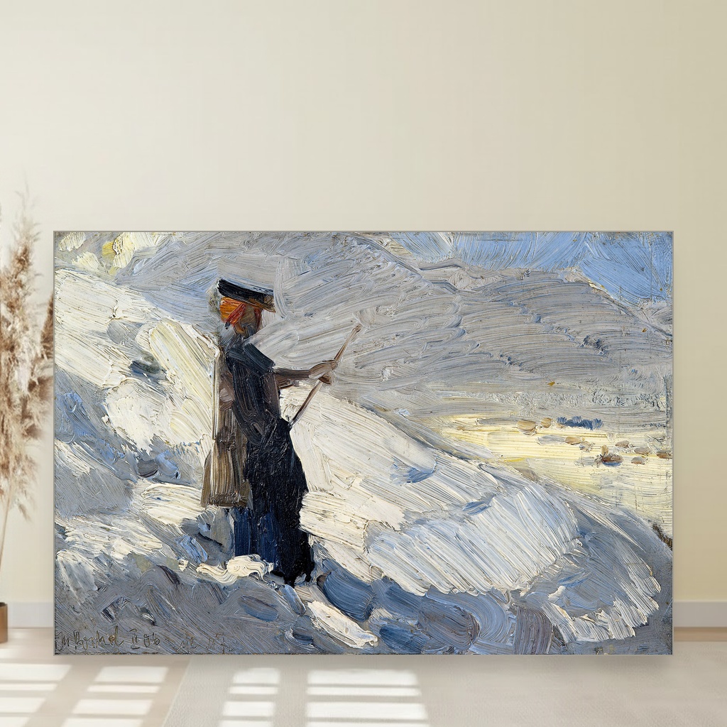 Žena u zimskom pejzažu slika na platnu Nova Art Studio