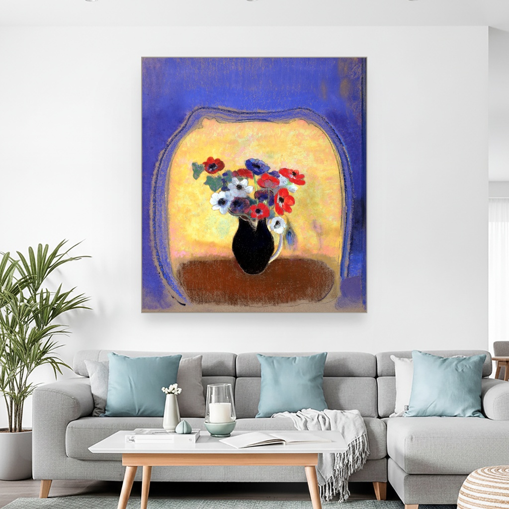 Anemone u crnoj vazi, Odilon Redon, Anemones in a Black Vase, slika na platnu 2 Anemone u crnoj vazi, Odilon Redon, Anemones in a Black Vase, slika na platnu - Slika 2