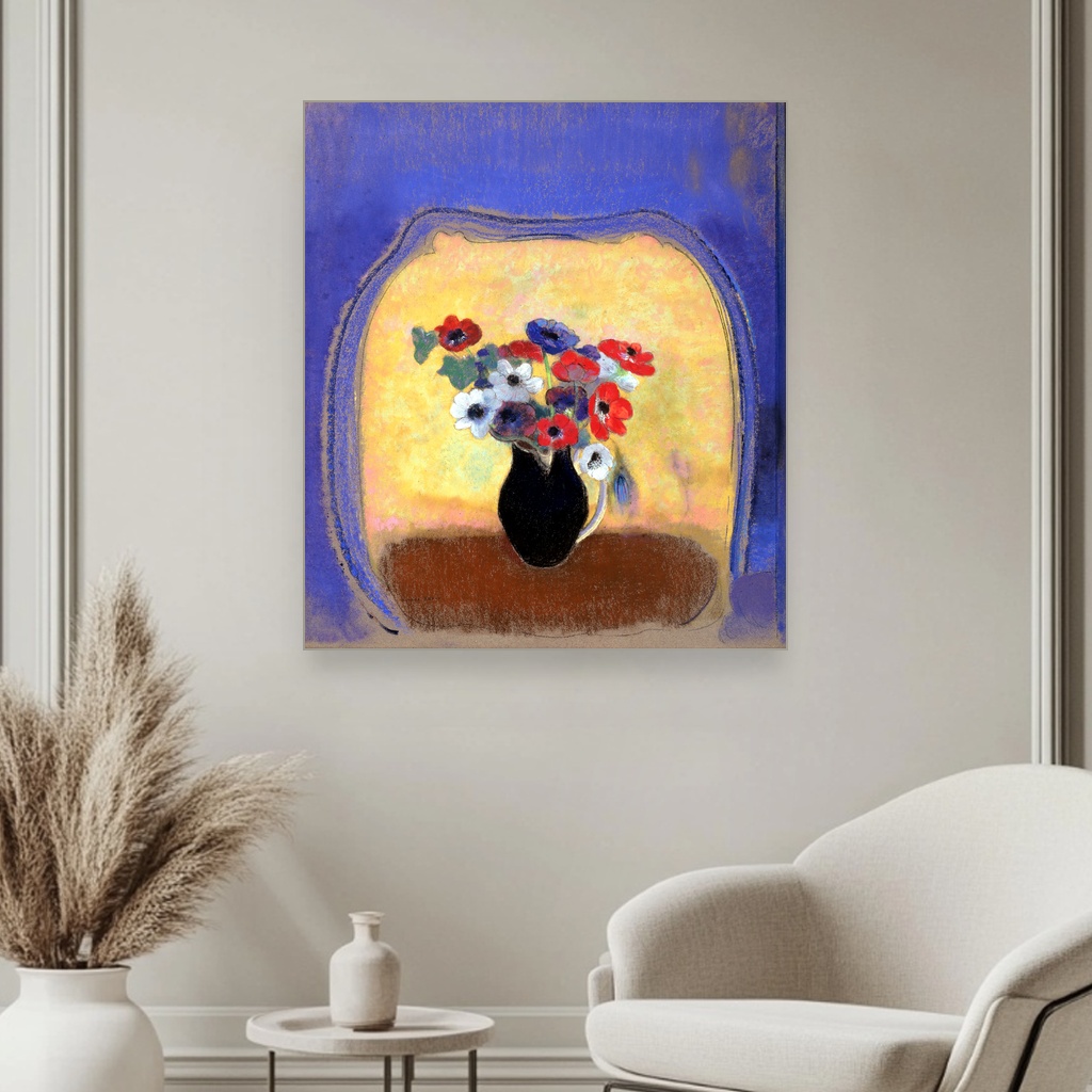 Anemone u crnoj vazi, Odilon Redon, Anemones in a Black Vase, slika na platnu 3 Anemone u crnoj vazi, Odilon Redon, Anemones in a Black Vase, slika na platnu - Slika 3