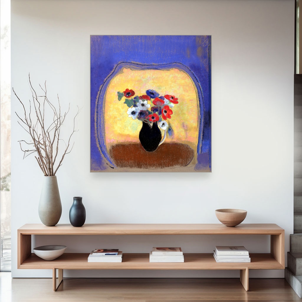 Anemone u crnoj vazi, Odilon Redon, Anemones in a Black Vase, slika na platnu 4 Anemone u crnoj vazi, Odilon Redon, Anemones in a Black Vase, slika na platnu - Slika 4